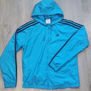 Y2k Adidas Track Jacket Hoodie Women Small Zip Up Turquoise Blue Training Soccer